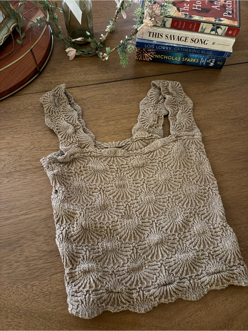 Free People Textured Square Neck Taupe Women’s Tank Top - Picture 5 of 7
